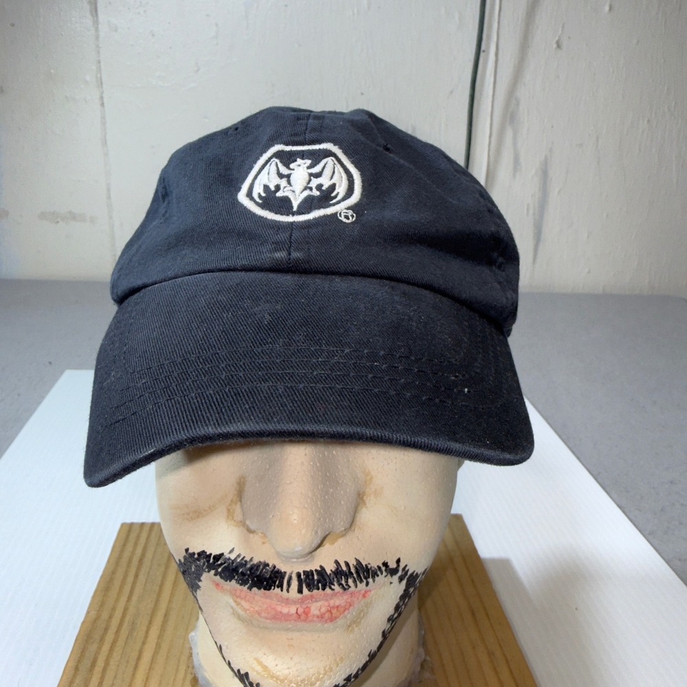 Vintage Bacardi Baseball Cap Mens OSFM Black New Bat Logo Rum Promo Hat 2004